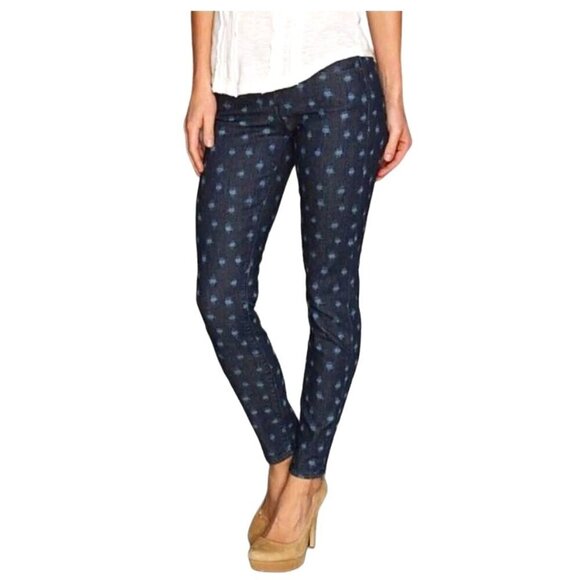 Lucky Brand Denim - Lucky Brand Ikat Polka Dot Charlie Skinny Jeans Low-Rise Medium Wash Size 6/28